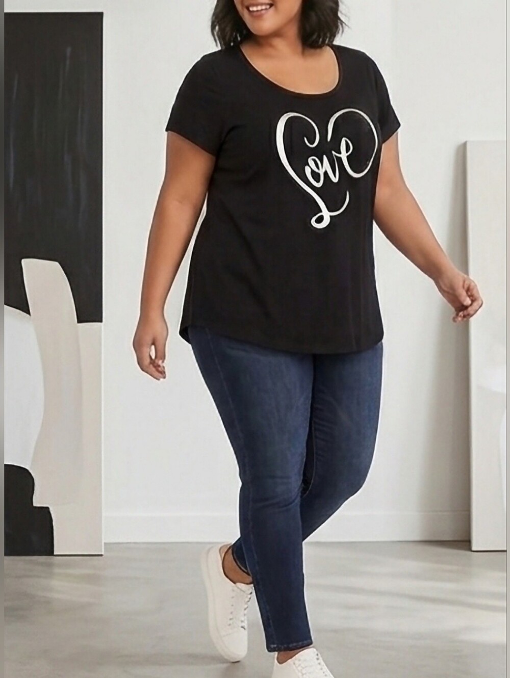 TORRID 100% Cotton T-Shirt "LOVE" Blk/Wht Put Me On And Never Take Me Off 2/2X